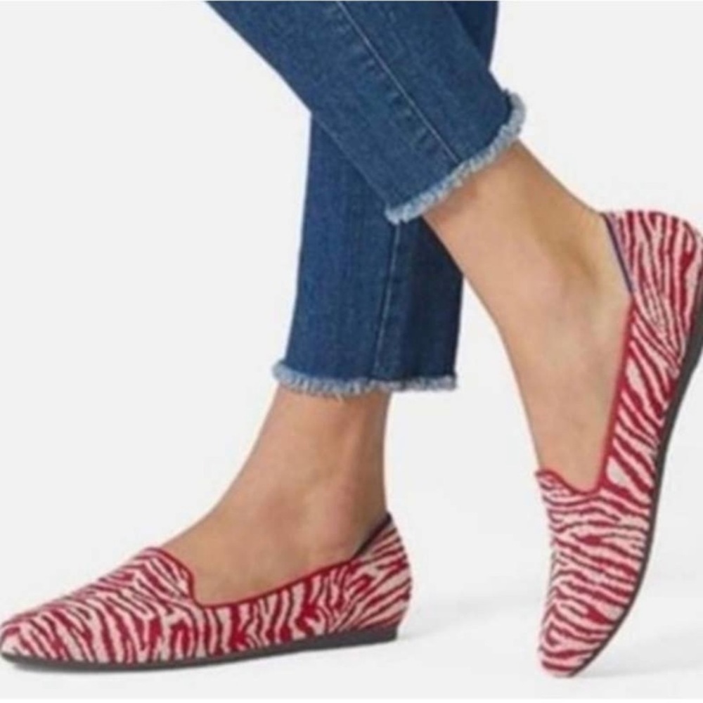 ROTHY’S Red Zebra Loafers Flats Size 7 Rare Shoes Retired